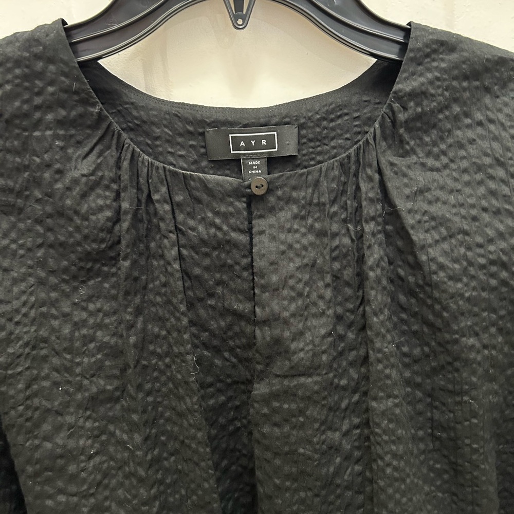 AYR Black Puff-Sleeve Textured Cropped Top - Picture 6 of 6